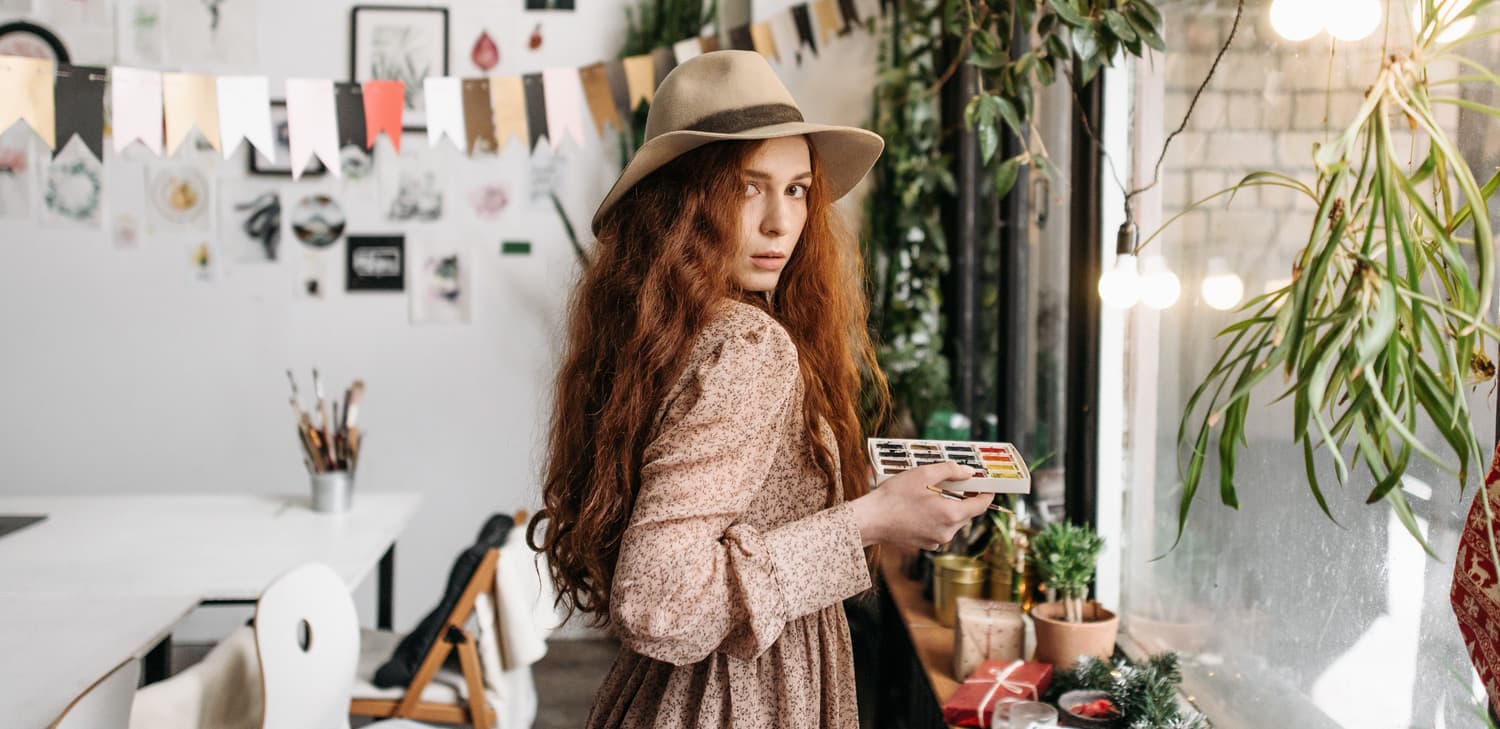 A woman in an art studio